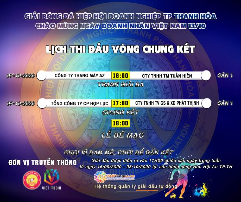 Vòng chung kết Giải bóng đá chào mừng ngày Doanh nhân Việt Nam 13/10 lần thứ nhất năm 2020